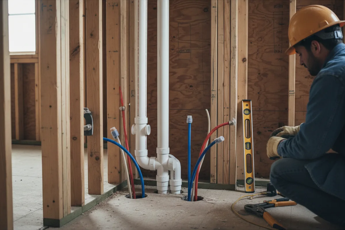 Drain and supply rough-in during Leak Detection in Montauk