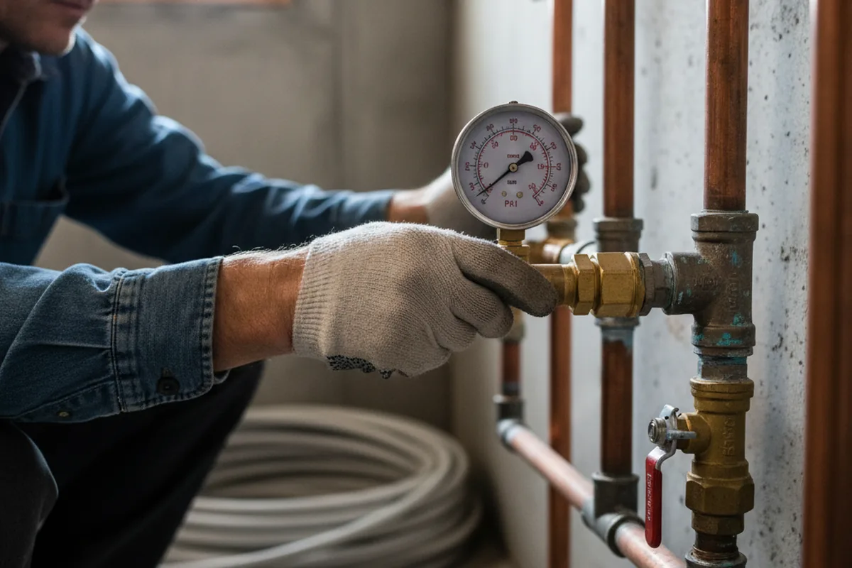 Pressure testing a repaired line during Water Line Repair in Montauk